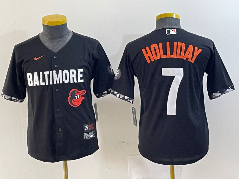Youth Baltimore Orioles #7 Jackson Holliday Black 2023 City Connect Cool base jerseys 3 Youth Baltimore Orioles #7 Jackson Holliday Black 2023 City Connect Cool base jerseys 3