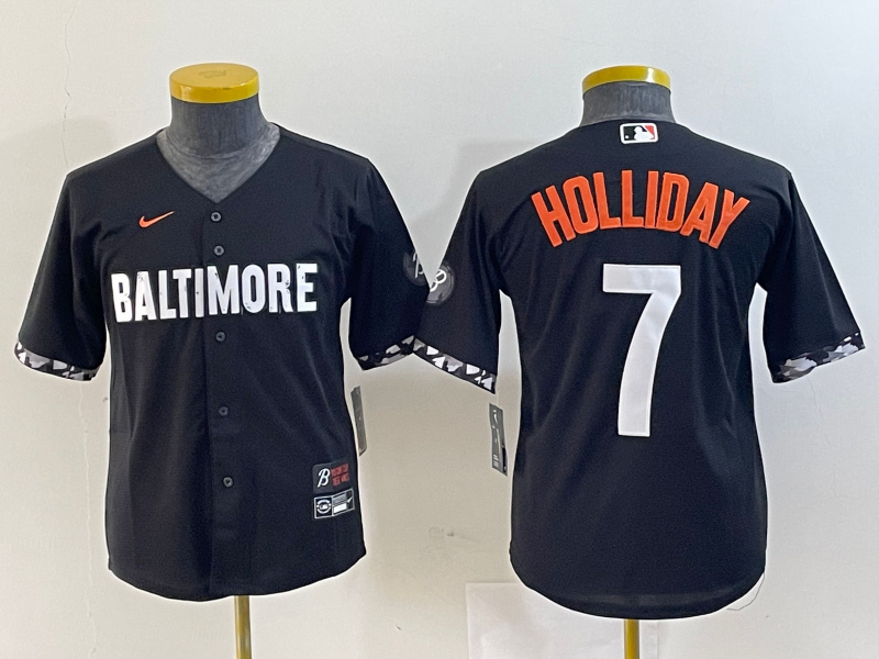 Youth Baltimore Orioles #7 Jackson Holliday Black 2023 City Connect Cool base jerseys Youth Baltimore Orioles #7 Jackson Holliday Black 2023 City Connect Cool base jerseys