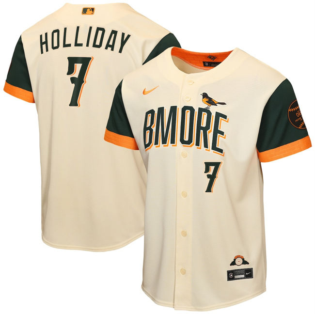 Youth Baltimore Orioles #7 Jackson Holliday Natural 2026 City Connect Stadium Stitched Baseball Jersey Youth Baltimore Orioles #7 Jackson Holliday Natural 2026 City Connect Stadium Stitched Baseball Jersey