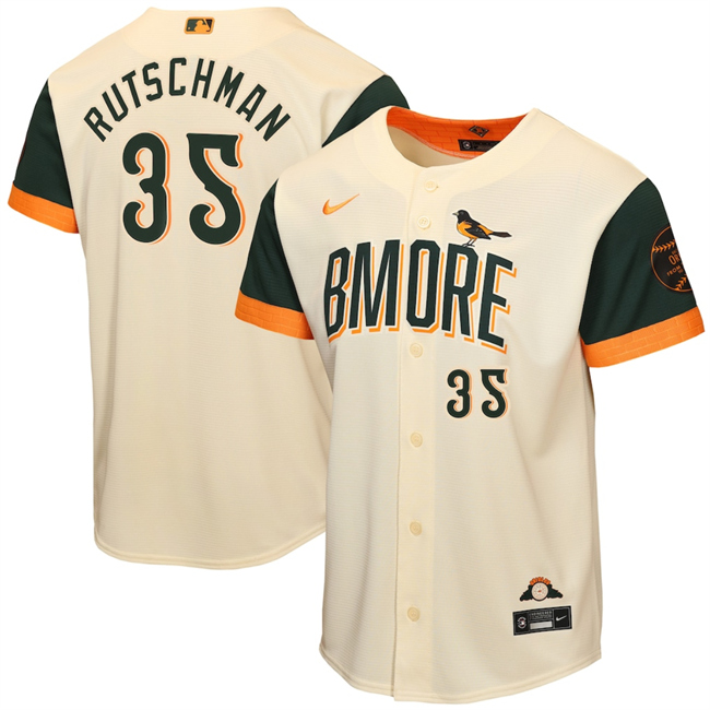 Youth Baltimore Orioles #35 Adley Rutschman Natural 2026 City Connect Stadium Stitched Baseball Jersey Youth Baltimore Orioles #35 Adley Rutschman Natural 2026 City Connect Stadium Stitched Baseball Jersey