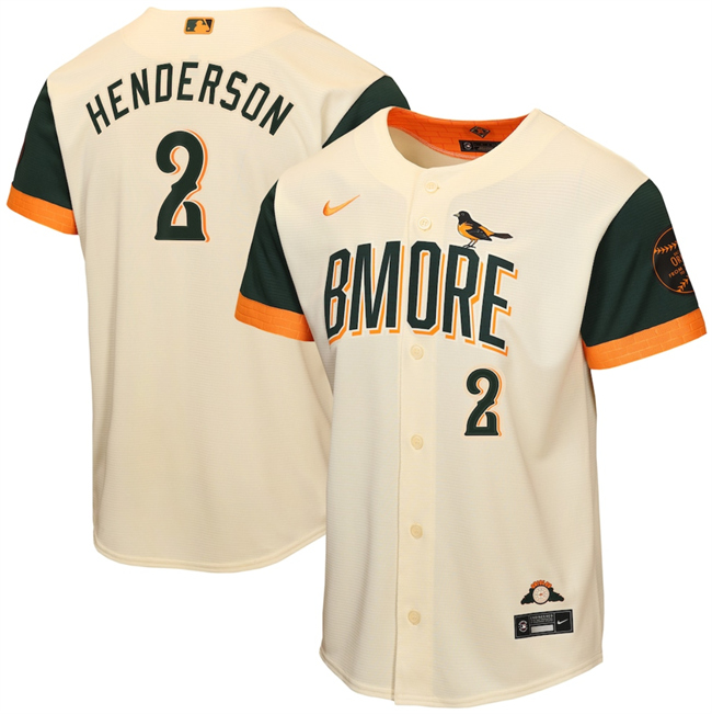 Youth Baltimore Orioles #2 Gunnar Henderson Natural 2026 City Connect Stadium Stitched Baseball Jersey Youth Baltimore Orioles #2 Gunnar Henderson Natural 2026 City Connect Stadium Stitched Baseball Jersey
