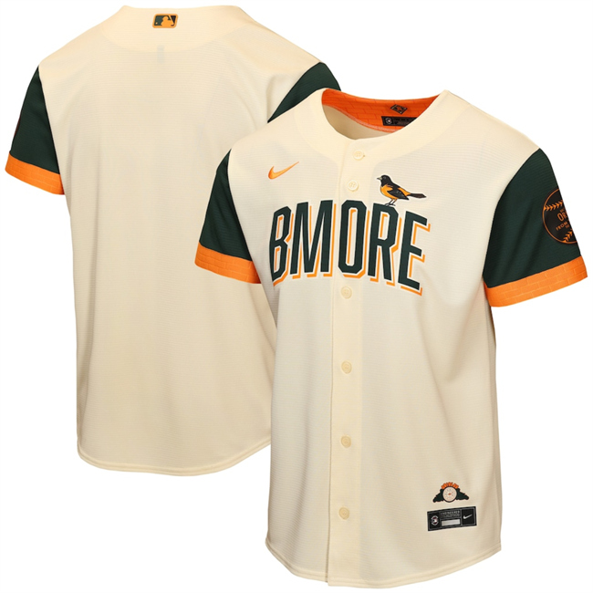 Youth Baltimore Orioles Blank Natural 2026 City Connect Stadium Stitched Baseball Jersey Youth Baltimore Orioles Blank Natural 2026 City Connect Stadium Stitched Baseball Jersey
