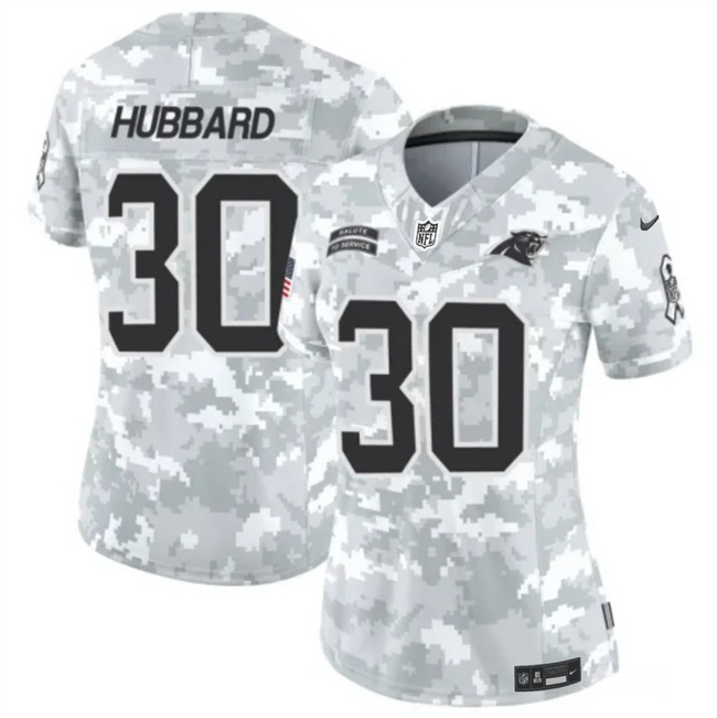 Women's Carolina Panthers #30 Chuba Hubbard 2024 F.U.S.E Arctic Camo Salute To Service Limited Stitched Football Jersey(Run Small) Women's Carolina Panthers #30 Chuba Hubbard 2024 F.U.S.E Arctic Camo Salute To Service Limited Stitched Football Jersey(Run Small)