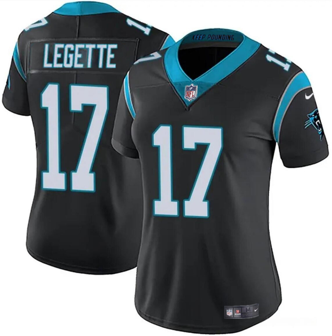 Women's Carolina Panthers #17 Xavier Legette Black Vapor Stitched Jersey(Run Small) Women's Carolina Panthers #17 Xavier Legette Black Vapor Stitched Jersey(Run Small)
