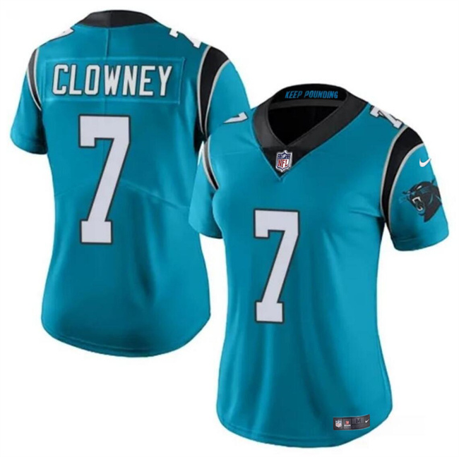Women's Carolina Panthers #7 Jadeveon Clowney Blue Stitched Jersey(Run Small) Women's Carolina Panthers #7 Jadeveon Clowney Blue Stitched Jersey(Run Small)