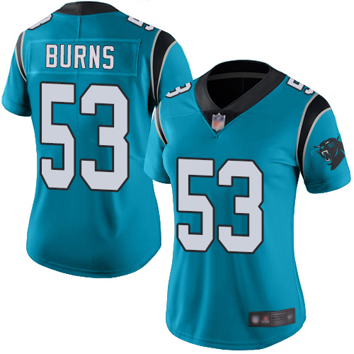 Panthers #53 Brian Burns Blue Women's Stitched Football Limited Rush Jersey Panthers #53 Brian Burns Blue Women's Stitched Football Limited Rush Jersey
