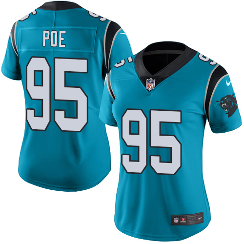 Nike Panthers #95 Dontari Poe Blue Women's Stitched NFL Limited Rush Jersey Nike Panthers #95 Dontari Poe Blue Women's Stitched NFL Limited Rush Jersey