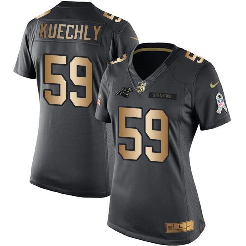 Nike Panthers #59 Luke Kuechly Black Women's Stitched NFL Limited Gold Salute to Service Jersey Nike Panthers #59 Luke Kuechly Black Women's Stitched NFL Limited Gold Salute to Service Jersey