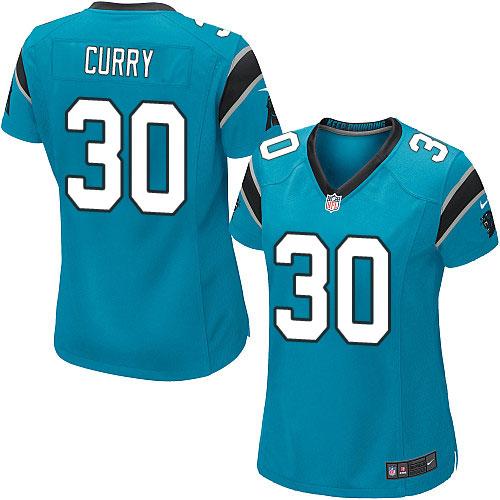 Nike Panthers #30 Stephen Curry Blue Alternate Women's Stitched NFL Elite Jersey Nike Panthers #30 Stephen Curry Blue Alternate Women's Stitched NFL Elite Jersey