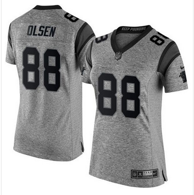 Nike Panthers #88 Greg Olsen Gray Women's Stitched NFL Limited Gridiron Gray Jersey Nike Panthers #88 Greg Olsen Gray Women's Stitched NFL Limited Gridiron Gray Jersey