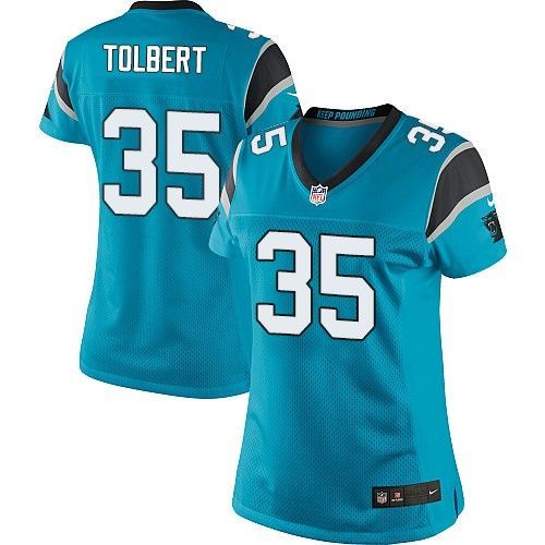 Nike Panthers #35 Mike Tolbert Blue Alternate Women's Stitched NFL Elite Jersey Nike Panthers #35 Mike Tolbert Blue Alternate Women's Stitched NFL Elite Jersey