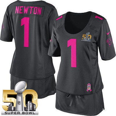 Nike Panthers #1 Cam Newton Dark Grey Super Bowl 50 Women's Breast Cancer Awareness Stitched NFL Elite Jersey Nike Panthers #1 Cam Newton Dark Grey Super Bowl 50 Women's Breast Cancer Awareness Stitched NFL Elite Jersey