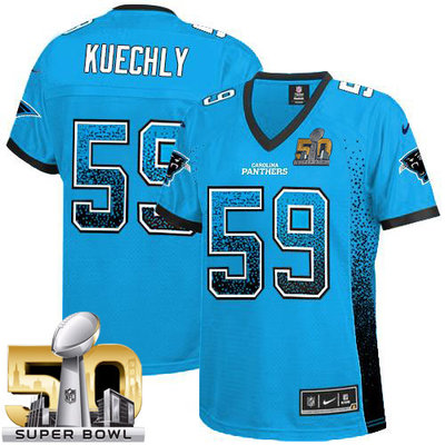 Nike Panthers #59 Luke Kuechly Blue Alternate Super Bowl 50 Women's Stitched NFL Elite Drift Fashion Jersey Nike Panthers #59 Luke Kuechly Blue Alternate Super Bowl 50 Women's Stitched NFL Elite Drift Fashion Jersey