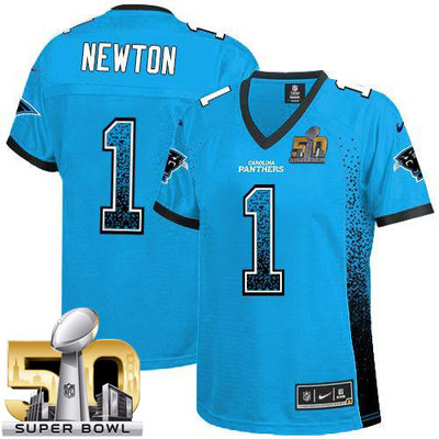 Nike Panthers #1 Cam Newton Blue Alternate Super Bowl 50 Women's Stitched NFL Elite Drift Fashion Jersey Nike Panthers #1 Cam Newton Blue Alternate Super Bowl 50 Women's Stitched NFL Elite Drift Fashion Jersey