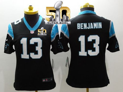 Nike Panthers #13 Kelvin Benjamin Black Team Color Super Bowl 50 Women's Stitched NFL Limited Jersey Nike Panthers #13 Kelvin Benjamin Black Team Color Super Bowl 50 Women's Stitched NFL Limited Jersey
