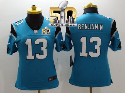 Nike Panthers #13 Kelvin Benjamin Blue Alternate Super Bowl 50 Women's Stitched NFL Limited Jersey Nike Panthers #13 Kelvin Benjamin Blue Alternate Super Bowl 50 Women's Stitched NFL Limited Jersey