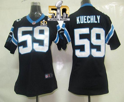 Nike Panthers #59 Luke Kuechly Black Team Color Super Bowl 50 Women's Stitched NFL Elite Jersey Nike Panthers #59 Luke Kuechly Black Team Color Super Bowl 50 Women's Stitched NFL Elite Jersey