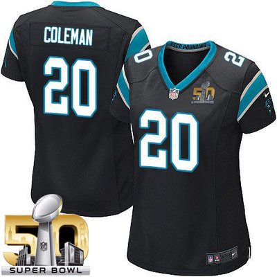 Nike Panthers #20 Kurt Coleman Black Team Color Super Bowl 50 Women's Stitched NFL Elite Jersey Nike Panthers #20 Kurt Coleman Black Team Color Super Bowl 50 Women's Stitched NFL Elite Jersey