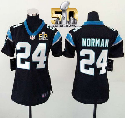 Nike Panthers #24 Josh Norman Black Team Color Super Bowl 50 Women's Stitched NFL Elite Jersey Nike Panthers #24 Josh Norman Black Team Color Super Bowl 50 Women's Stitched NFL Elite Jersey