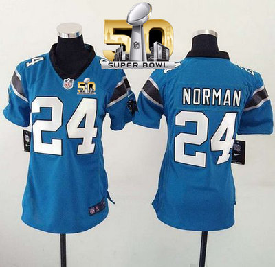 Nike Panthers #24 Josh Norman Blue Alternate Super Bowl 50 Women's Stitched NFL Elite Jersey Nike Panthers #24 Josh Norman Blue Alternate Super Bowl 50 Women's Stitched NFL Elite Jersey
