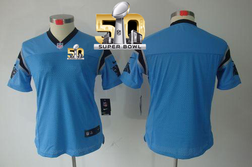Nike Panthers Blank Blue Alternate Super Bowl 50 Women's Stitched NFL Limited Jersey
