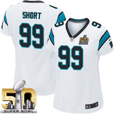 Nike Panthers #99 Kawann Short White Super Bowl 50 Women's Stitched NFL Elite Jersey Nike Panthers #99 Kawann Short White Super Bowl 50 Women's Stitched NFL Elite Jersey
