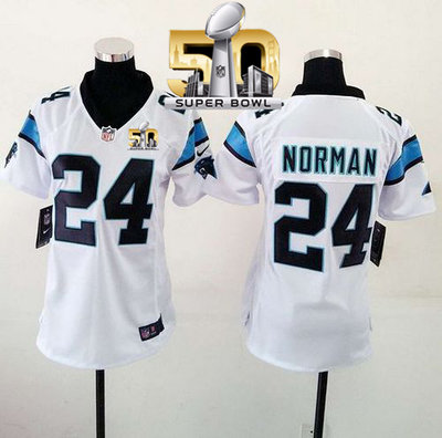Nike Panthers #24 Josh Norman White Super Bowl 50 Women's Stitched NFL Elite Jersey Nike Panthers #24 Josh Norman White Super Bowl 50 Women's Stitched NFL Elite Jersey