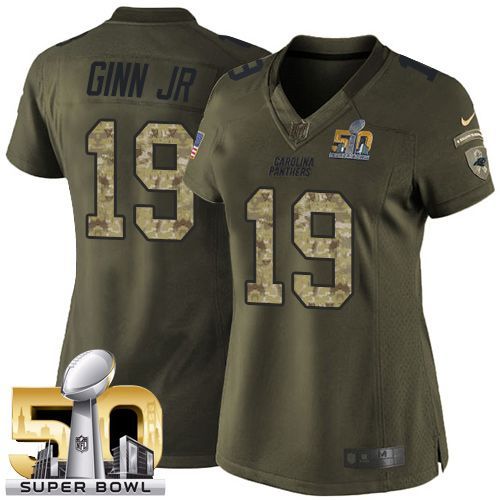 Nike Panthers #19 Ted Ginn Jr Green Super Bowl 50 Women's Stitched NFL Limited Salute to Service Jersey Nike Panthers #19 Ted Ginn Jr Green Super Bowl 50 Women's Stitched NFL Limited Salute to Service Jersey