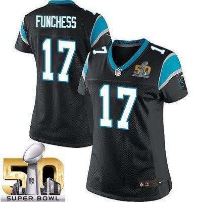 Nike Panthers #17 Devin Funchess Black Team Color Super Bowl 50 Women's Stitched NFL Elite Jersey Nike Panthers #17 Devin Funchess Black Team Color Super Bowl 50 Women's Stitched NFL Elite Jersey