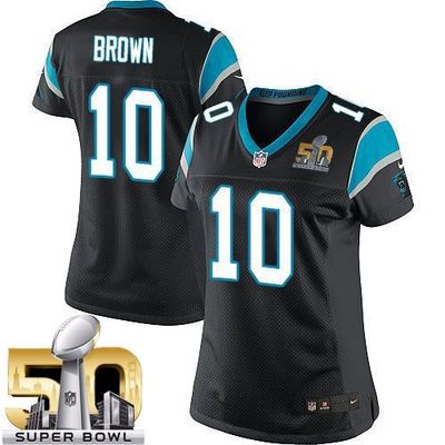Nike Panthers #10 Corey Brown Black Team Color Super Bowl 50 Women's Stitched NFL Elite Jersey Nike Panthers #10 Corey Brown Black Team Color Super Bowl 50 Women's Stitched NFL Elite Jersey
