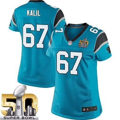 Nike Panthers #67 Ryan Kalil Blue Alternate Super Bowl 50 Women's Stitched NFL Elite Jersey Nike Panthers #67 Ryan Kalil Blue Alternate Super Bowl 50 Women's Stitched NFL Elite Jersey