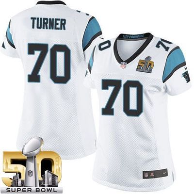 Nike Panthers #70 Trai Turner White Super Bowl 50 Women's Stitched NFL Elite Jersey Nike Panthers #70 Trai Turner White Super Bowl 50 Women's Stitched NFL Elite Jersey