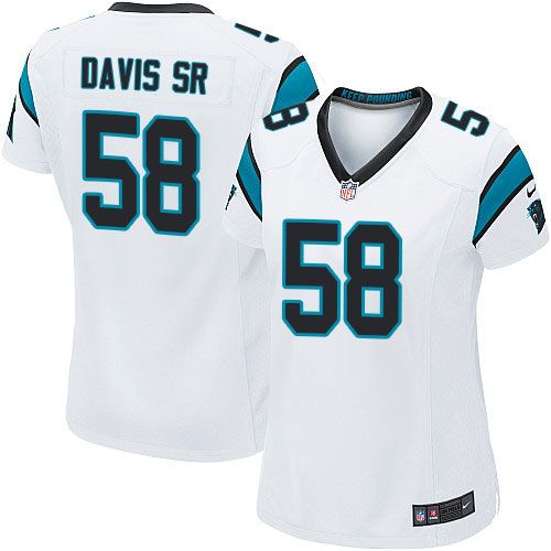 Nike Panthers #58 Thomas Davis Sr White Women's Stitched NFL Elite Jersey