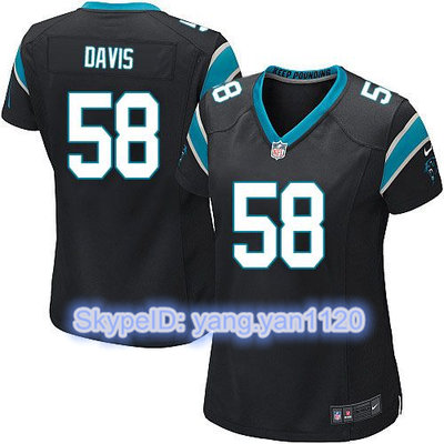 Nike Panthers #58 Thomas Davis Black Team Color Women's Stitched NFL Elite Jersey
