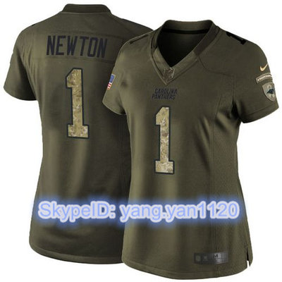 Nike Panthers #1 Cam Newton Green Women's Stitched NFL Limited Salute to Service Jersey
