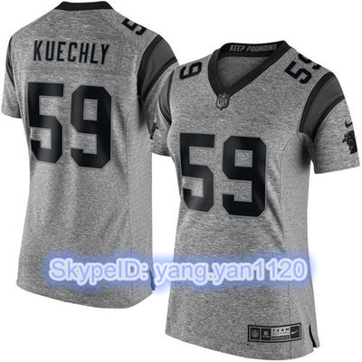 Nike Panthers #59 Luke Kuechly Gray Women's Stitched NFL Limited Gridiron Gray Jersey