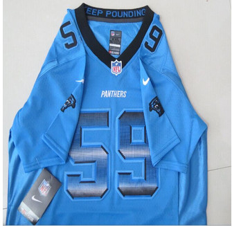 Women new Carolina Panthers #59 Luke Kuechly Blue Strobe Elite Jersey (2)