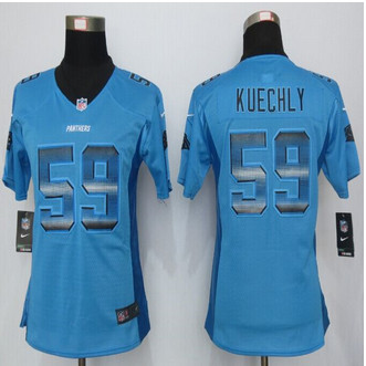 Women new Carolina Panthers #59 Luke Kuechly Blue Strobe Elite Jersey Women new Carolina Panthers #59 Luke Kuechly Blue Strobe Elite Jersey