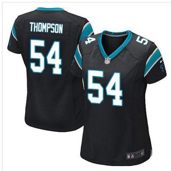 Women New Panthers #54 Shaq Thompson Black Team Color Stitched NFL Elite jersey