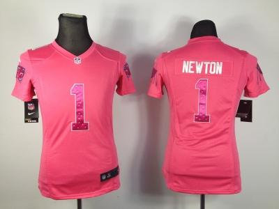 NEW Women Carolina Panthers #1 Cam Newton pink jerseys