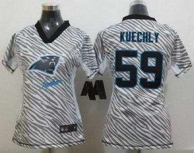 Women NEW Carolina Panthers 59 Kuechly FEM FAN Zebra Nike NFL Jerseys