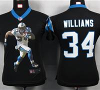 Women Nike Carolina Panthers 34 Williams Black Portrait Fashion Game Jerseys