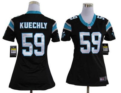 Women Nike Carolina Panthers 59 Kuechly Game Black Jerseys