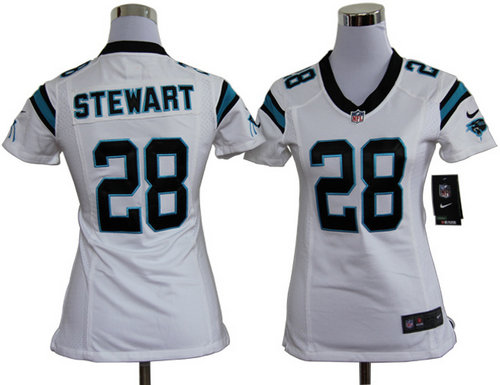 Women Nike Carolina Panthers 28 Jonathan Stewart White Jerseys