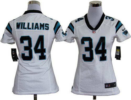 Women Nike Carolina Panthers 34 DeAngelo Williams White Jerseys