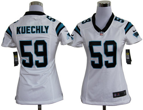 Women Nike Carolina Panthers 59 Luke Kuechly White Jerseys