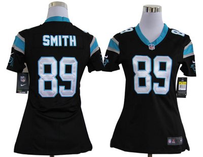 Women Nike Carolina Panthers 89 Steve Smith Black Jerseys