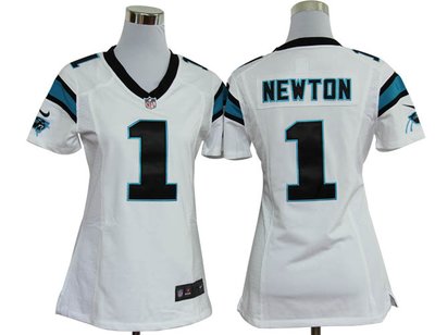 Women Nike Carolina Panthers 1 Cam Newton White Jerseys
