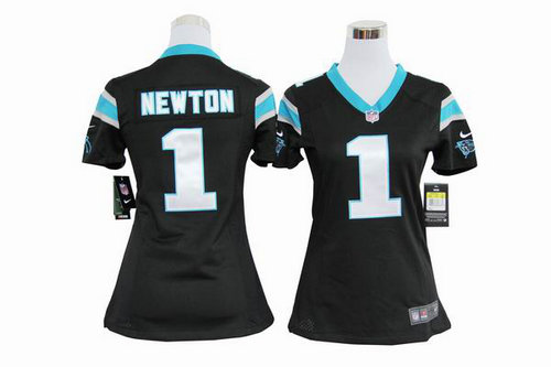 Women Nike Carolina Panthers 1 Cam Newton Game Black Jerseys