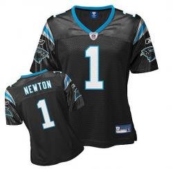 NFL Carolina Panthers #1 Newton Black Women Jerseys